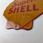 Vintage Super Shell Gasoline Sign – Gas Pump Porcelain Small Adverting Clam Sign - Image 14