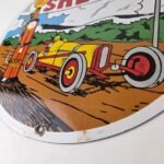 Vintage Super Shell Racing Gasoline Sign – Finish Line Gas Pump Porcelain Sign - Image 14