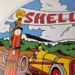 Vintage Super Shell Racing Gasoline Sign – Finish Line Gas Pump Porcelain Sign - Image 3