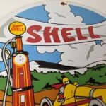 Vintage Super Shell Racing Gasoline Sign – Finish Line Gas Pump Porcelain Sign - Image 5
