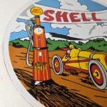 Vintage Super Shell Racing Gasoline Sign – Finish Line Gas Pump Porcelain Sign - Image 6