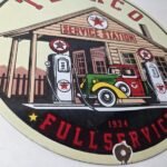 Vintage Texaco Gasoline Advertisement Sign – Gas Service Station Porcelain Sign - Image 11