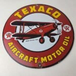 Vintage Texaco Gasoline Gas Pump Sign – Aircraft Motor Oil Porcelain Sign - Image 15