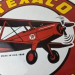 Vintage Texaco Gasoline Gas Pump Sign – Aircraft Motor Oil Porcelain Sign - Image 3