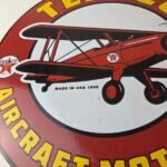 Vintage Texaco Gasoline Gas Pump Sign – Aircraft Motor Oil Porcelain Sign - Image 4