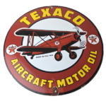 Vintage Texaco Gasoline Gas Pump Sign – Aircraft Motor Oil Porcelain Sign