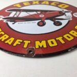 Vintage Texaco Gasoline Gas Pump Sign – Aircraft Motor Oil Porcelain Sign - Image 10