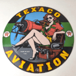 Vintage Texaco Gasoline Gas Pump Sign – Aviation Airplane Porcelain Sign - Image 15