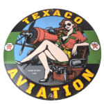 Vintage Texaco Gasoline Gas Pump Sign – Aviation Airplane Porcelain Sign - Image 2