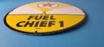 Vintage Texaco Gasoline Sign – 12" Fuel Chief 1 Gas Pump Plate Porcelain Sign - Image 11