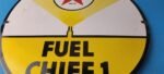 Vintage Texaco Gasoline Sign – 12" Fuel Chief 1 Gas Pump Plate Porcelain Sign - Image 4