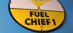 Vintage Texaco Gasoline Sign – 12" Fuel Chief 1 Gas Pump Plate Porcelain Sign - Image 7
