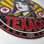 Vintage Texaco Gasoline Sign – Aviation Pilot Gas Pump Porcelain Sign - Image 11