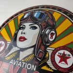 Vintage Texaco Gasoline Sign – Aviation Pilot Gas Pump Porcelain Sign - Image 12