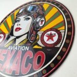 Vintage Texaco Gasoline Sign – Aviation Pilot Gas Pump Porcelain Sign - Image 13