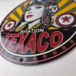 Vintage Texaco Gasoline Sign – Aviation Pilot Gas Pump Porcelain Sign - Image 14