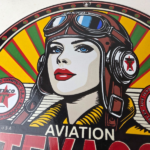 Vintage Texaco Gasoline Sign – Aviation Pilot Gas Pump Porcelain Sign - Image 3