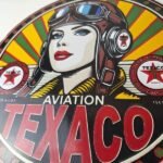 Vintage Texaco Gasoline Sign – Aviation Pilot Gas Pump Porcelain Sign - Image 4