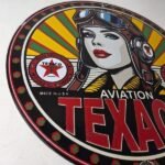 Vintage Texaco Gasoline Sign – Aviation Pilot Gas Pump Porcelain Sign - Image 6