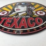 Vintage Texaco Gasoline Sign – Aviation Pilot Gas Pump Porcelain Sign - Image 10