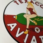 Vintage Texaco Gasoline Sign – Blonde Bombshell Gas Pump Ad Porcelain Sign - Image 6