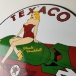Vintage Texaco Gasoline Sign – Blonde Bombshell Gas Pump Ad Porcelain Sign - Image 8