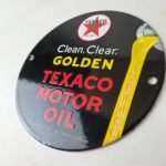 Vintage Texaco Gasoline Sign – Clean Clear Golden Porcelain Gas Pump Sign - Image 11