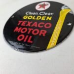 Vintage Texaco Gasoline Sign – Clean Clear Golden Porcelain Gas Pump Sign - Image 12
