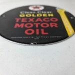 Vintage Texaco Gasoline Sign – Clean Clear Golden Porcelain Gas Pump Sign - Image 13