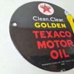 Vintage Texaco Gasoline Sign – Clean Clear Golden Porcelain Gas Pump Sign - Image 6