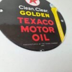 Vintage Texaco Gasoline Sign – Clean Clear Golden Porcelain Gas Pump Sign - Image 10