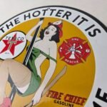Vintage Texaco Gasoline Sign – Fire Pole Fire Chief Gas Pump Ad Porcelain Sign - Image 12