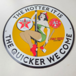 Vintage Texaco Gasoline Sign – Fire Pole Fire Chief Gas Pump Ad Porcelain Sign - Image 15