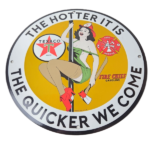 Vintage Texaco Gasoline Sign – Fire Pole Fire Chief Gas Pump Ad Porcelain Sign - Image 2