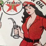 Vintage Texaco Gasoline Sign – Lets Check Gas Attendants Porcelain Pump Sign - Image 3