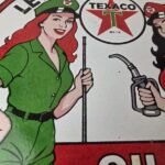 Vintage Texaco Gasoline Sign – Lets Check Gas Attendants Porcelain Pump Sign - Image 4