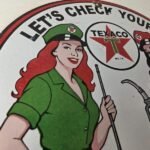 Vintage Texaco Gasoline Sign – Lets Check Gas Attendants Porcelain Pump Sign - Image 5