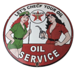 Vintage Texaco Gasoline Sign – Lets Check Gas Attendants Porcelain Pump Sign - Image 2