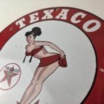 Vintage Texaco Gasoline Sign – Porcelain Motor Oil Bikini Sign - Image 12