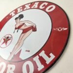 Vintage Texaco Gasoline Sign – Porcelain Motor Oil Bikini Sign - Image 13