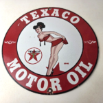 Vintage Texaco Gasoline Sign – Porcelain Motor Oil Bikini Sign - Image 15