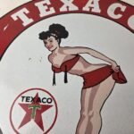 Vintage Texaco Gasoline Sign – Porcelain Motor Oil Bikini Sign - Image 3