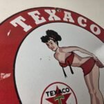 Vintage Texaco Gasoline Sign – Porcelain Motor Oil Bikini Sign - Image 5