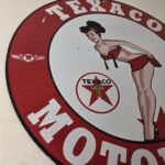 Vintage Texaco Gasoline Sign – Porcelain Motor Oil Bikini Sign - Image 6