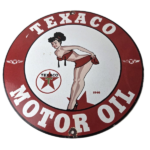 Vintage Texaco Gasoline Sign – Porcelain Motor Oil Bikini Sign