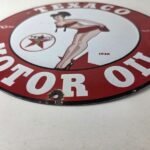 Vintage Texaco Gasoline Sign – Porcelain Motor Oil Bikini Sign - Image 10