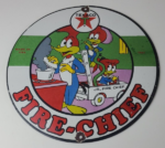 Vintage Texaco Gasoline Sign – Porcelain Woody Fire Chief Gas Station Pump Sign - Image 3