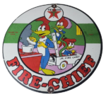 Vintage Texaco Gasoline Sign – Porcelain Woody Fire Chief Gas Station Pump Sign