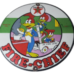 Vintage Texaco Gasoline Sign – Porcelain Woody Fire Chief Gas Station Pump Sign