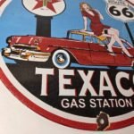 Vintage Texaco Gasoline Sign – Route 66 Gas Station Porcelain Chevy Bel Air Sign - Image 11